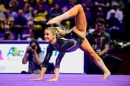 Dunne performs her floor routine against the Auburn Tigers. (Image source: Gawby)